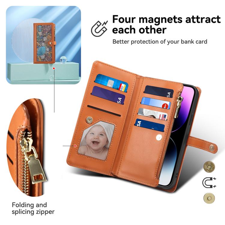 For Motorola Moto G86 Power ESEBLE Star Series Lanyard Zipper Wallet RFID Leather Case(Brown)