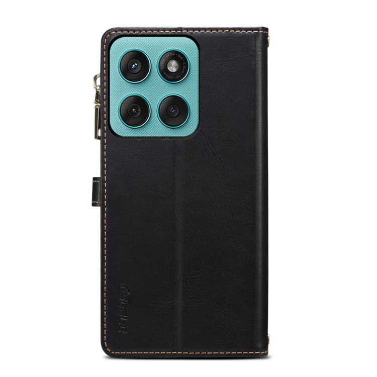 For Motorola Moto G86 5G ESEBLE Star Series Lanyard Zipper Wallet RFID Leather Case(Black)