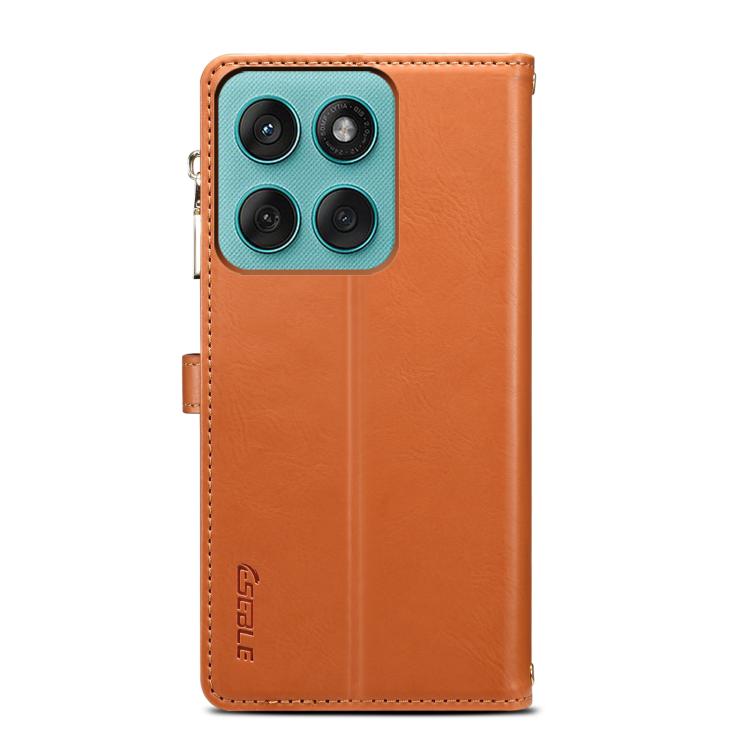 For Motorola Edge 60 Pro ESEBLE Star Series Lanyard Zipper Wallet RFID Leather Case(Brown)