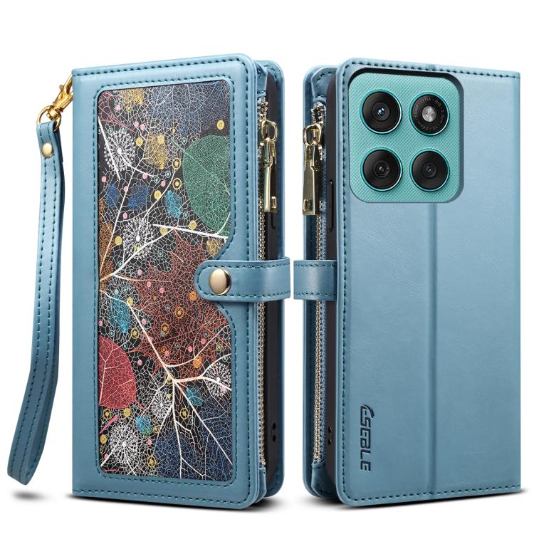 For Motorola Edge 60 Pro ESEBLE Star Series Lanyard Zipper Wallet RFID Leather Case(Blue)