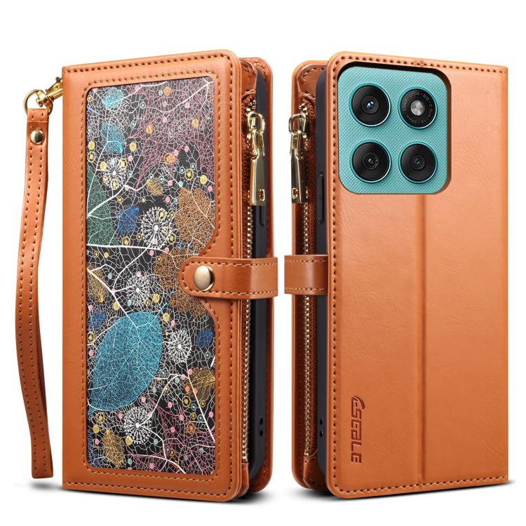 For Motorola Edge 5G 2025 ESEBLE Star Series Lanyard Zipper Wallet RFID Leather Case(Brown)