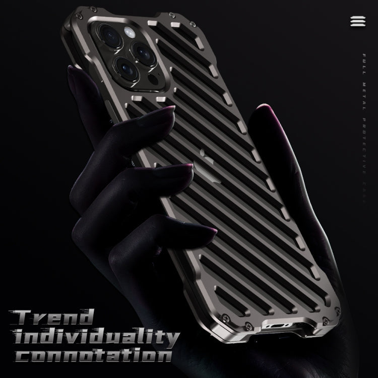 For iPhone 16 Pro R-JUST RJ-50 Hollow Breathable Armor Metal Phone Case(Space Grey)
