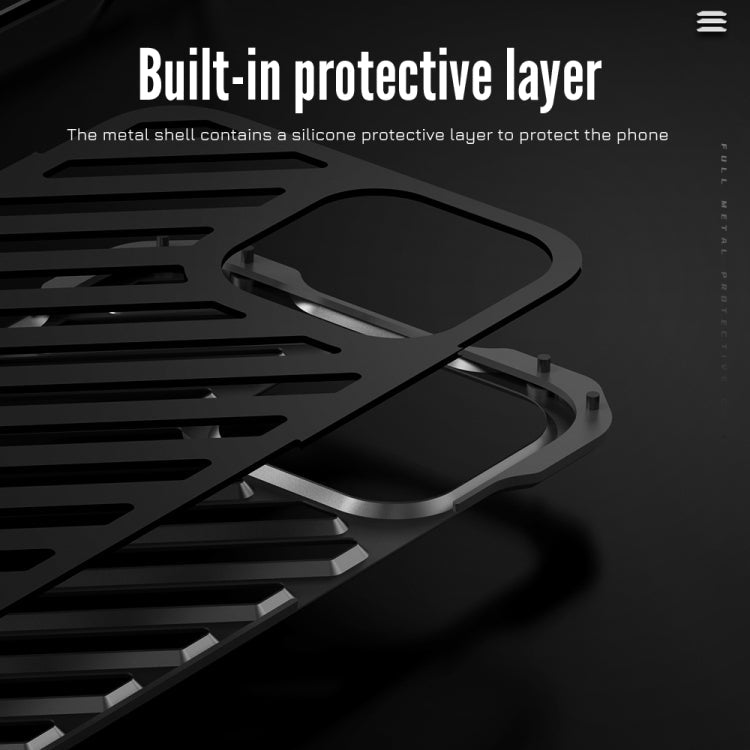 For iPhone 16 Pro R-JUST RJ-50 Hollow Breathable Armor Metal Phone Case(Space Grey)