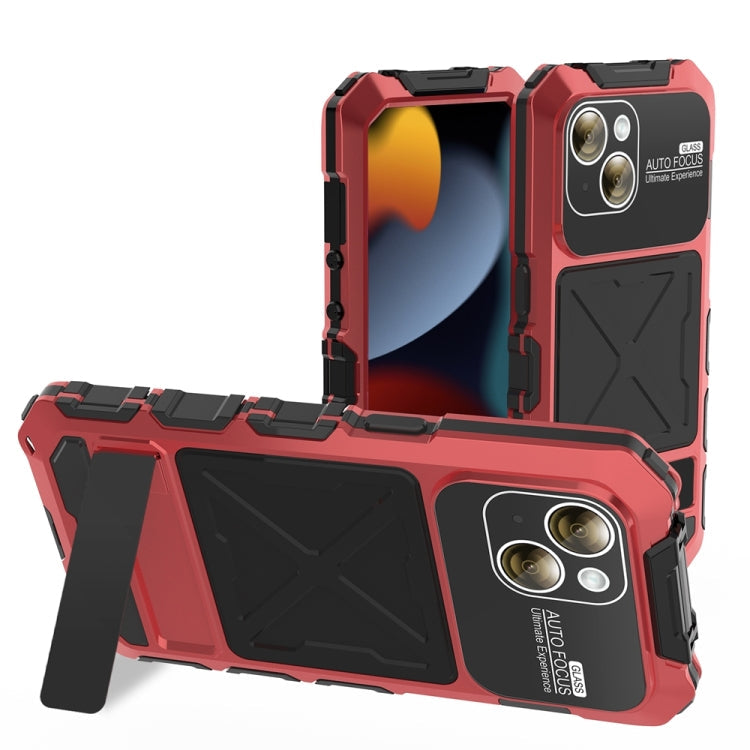 R-JUST Metal + Silicone + Tempered Glass Waterproof Phone Case with Holder – iPhone 15 Series