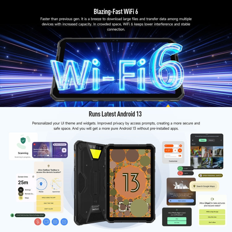 [HK Warehouse] Ulefone Armor Pad 2 Rugged Tablet PC, 16GB+256GB 11 inch Android 13 MediaTek Helio G99 Octa Core 4G Network EU Plug(Black)