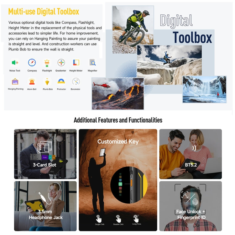 [HK Warehouse] Ulefone Armor Pad 2 Rugged Tablet PC, 16GB+256GB 11 inch Android 13 MediaTek Helio G99 Octa Core 4G Network EU Plug(Yellow)