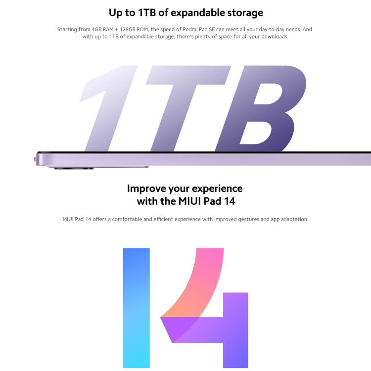 Xiaomi Redmi Pad SE 11 inch, 6GB+128GB, MIUI Pad 14 OS Qualcomm Snapdragon 680 Octa Core, Not Support Google Play(Purple)