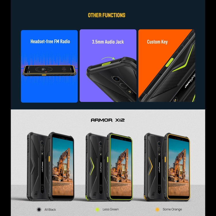 [HK Warehouse] Ulefone Armor X12, 3GB+32GB, Rugged Phone, Face Unlock, 5.45 inch Android 13 Go MediaTek Helio A22 Quad Core, Network: 4G, NFC(All Black)
