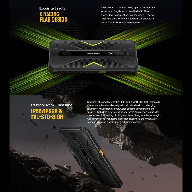[HK Warehouse] Ulefone Armor X12, 3GB+32GB, Rugged Phone, Face Unlock, 5.45 inch Android 13 Go MediaTek Helio A22 Quad Core, Network: 4G, NFC(All Black)