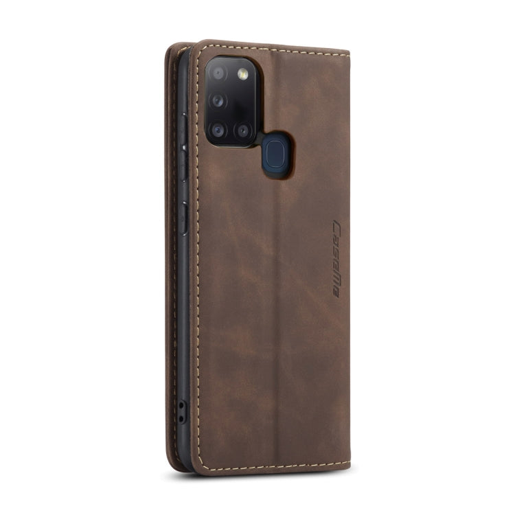For Samsung Galaxy A21S CaseMe-013 Multifunctional Retro Frosted Horizontal Flip Leather Case with Card Slot & Holder & Wallet(Coffee)
