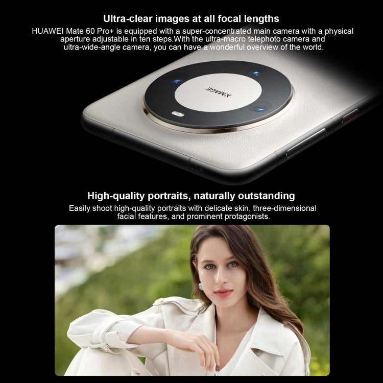 HUAWEI Mate 60 Pro+, 16GB+512GB, Screen Fingerprint Identification, 6.82 inch HarmonyOS 4.0 Kirin 9000S Octa Core up to 2.62GHz, NFC, OTG, Not Support Google Play(White)