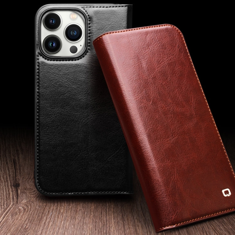 For iPhone 16 Plus QIALINO Classic Genuine Leather Phone Case(Black)