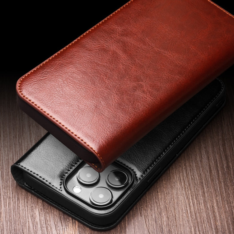 For iPhone 16 Plus QIALINO Classic Genuine Leather Phone Case(Black)