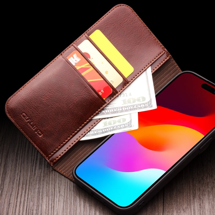 For iPhone 16 Pro QIALINO Classic Genuine Leather Phone Case(Brown)