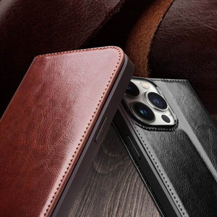 For iPhone 16 Plus QIALINO Classic Genuine Leather Phone Case(Brown)