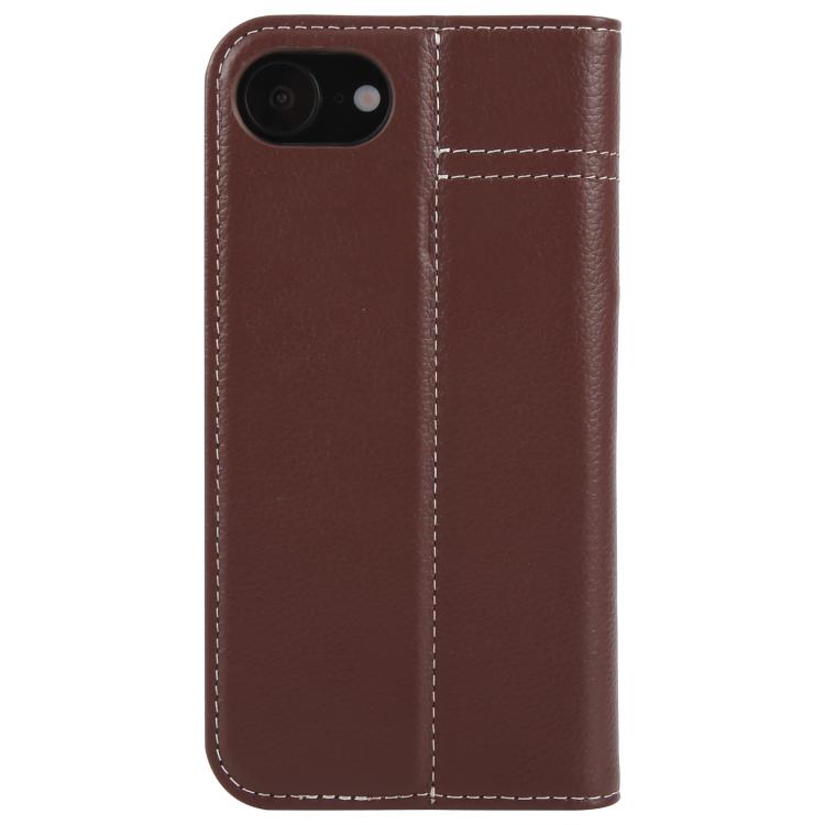 For iPhone 17e / 16e GEBEI Top-grain Horizontal Flip Leather Phone Case(Brown)