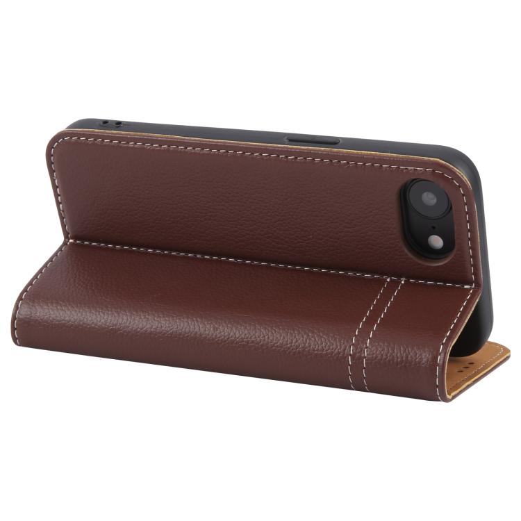 For iPhone 17e / 16e GEBEI Top-grain Horizontal Flip Leather Phone Case(Brown)