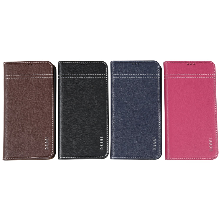 For iPhone 16 GEBEI Top-grain Horizontal Flip Leather Phone Case(Black)