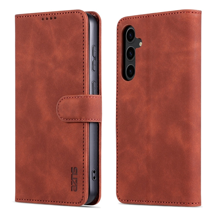 For Samsung Galaxy S24 5G AZNS Skin Feel Calf Texture Flip Leather Phone Case(Brown)