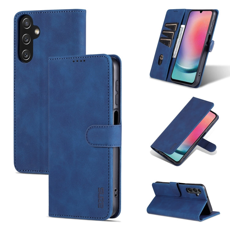 For Samsung Galaxy A05s AZNS Skin Feel Calf Texture Flip Leather Phone Case(Blue)
