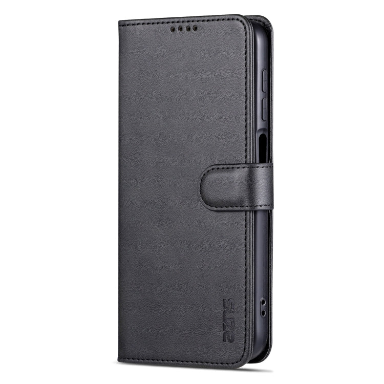 For Samsung Galaxy A05s AZNS Skin Feel Calf Texture Flip Leather Phone Case(Black)