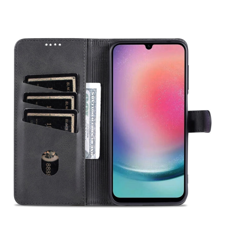 For Samsung Galaxy A05s AZNS Skin Feel Calf Texture Flip Leather Phone Case(Black)