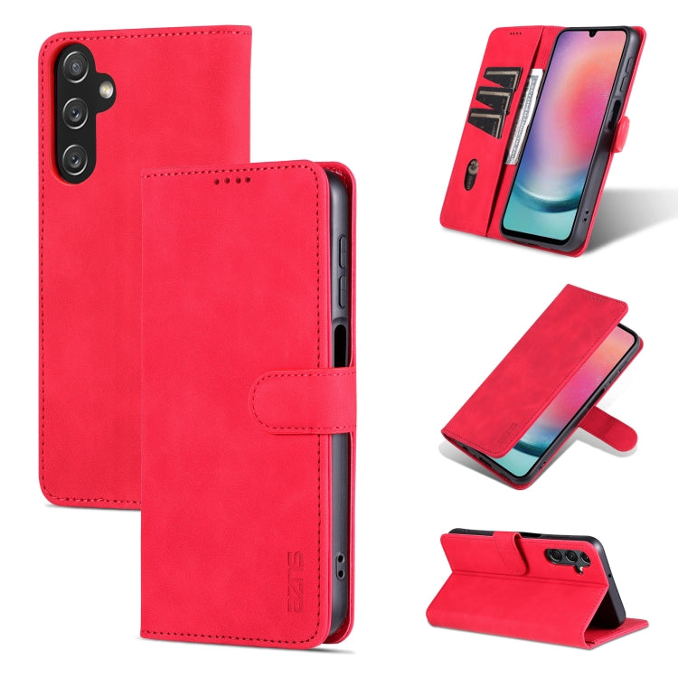For Samsung Galaxy A05s AZNS Skin Feel Calf Texture Flip Leather Phone Case(Red)