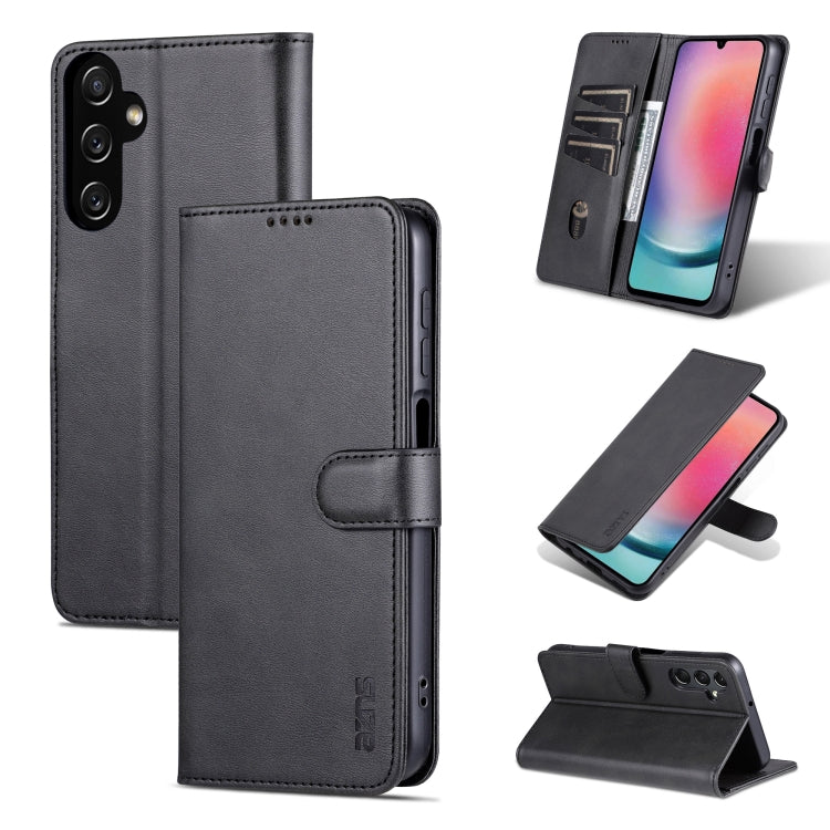 For Samsung Galaxy A15 AZNS Skin Feel Calf Texture Flip Leather Phone Case(Black)