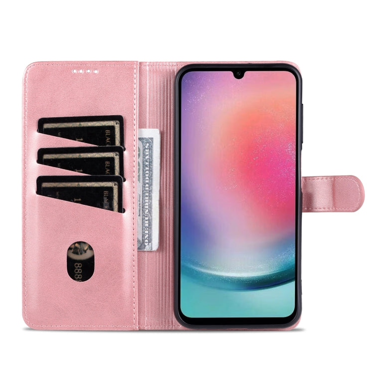 For Samsung Galaxy A15 AZNS Skin Feel Calf Texture Flip Leather Phone Case(Rose Gold)