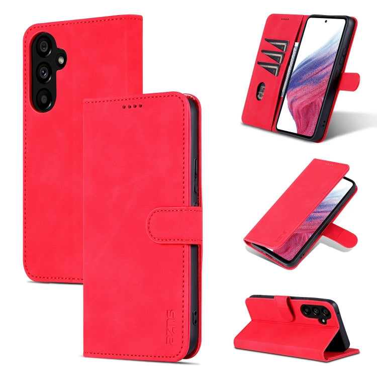 For Samsung Galaxy A35 5G AZNS Skin Feel Calf Texture Flip Leather Phone Case(Red)
