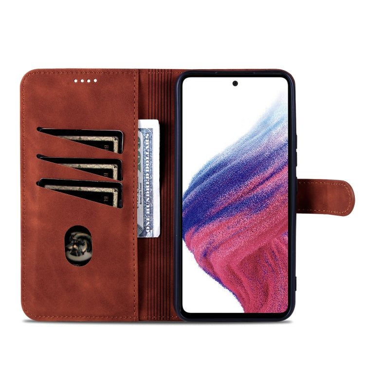For Samsung Galaxy A35 5G AZNS Skin Feel Calf Texture Flip Leather Phone Case(Brown)
