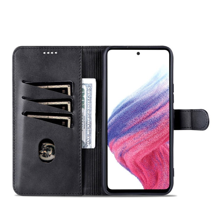 For Samsung Galaxy A55 5G AZNS Skin Feel Calf Texture Flip Leather Phone Case(Black)