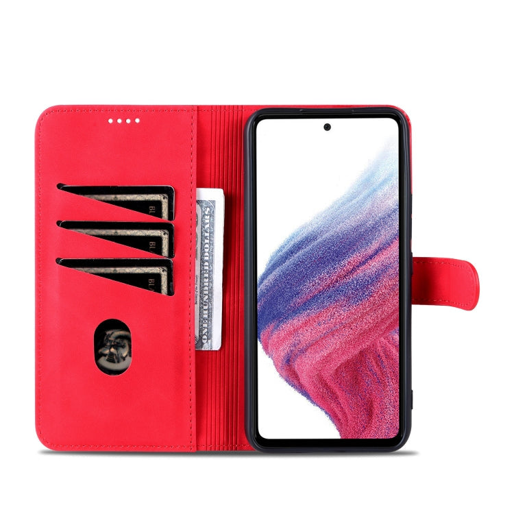 For Samsung Galaxy A55 5G AZNS Skin Feel Calf Texture Flip Leather Phone Case(Red)