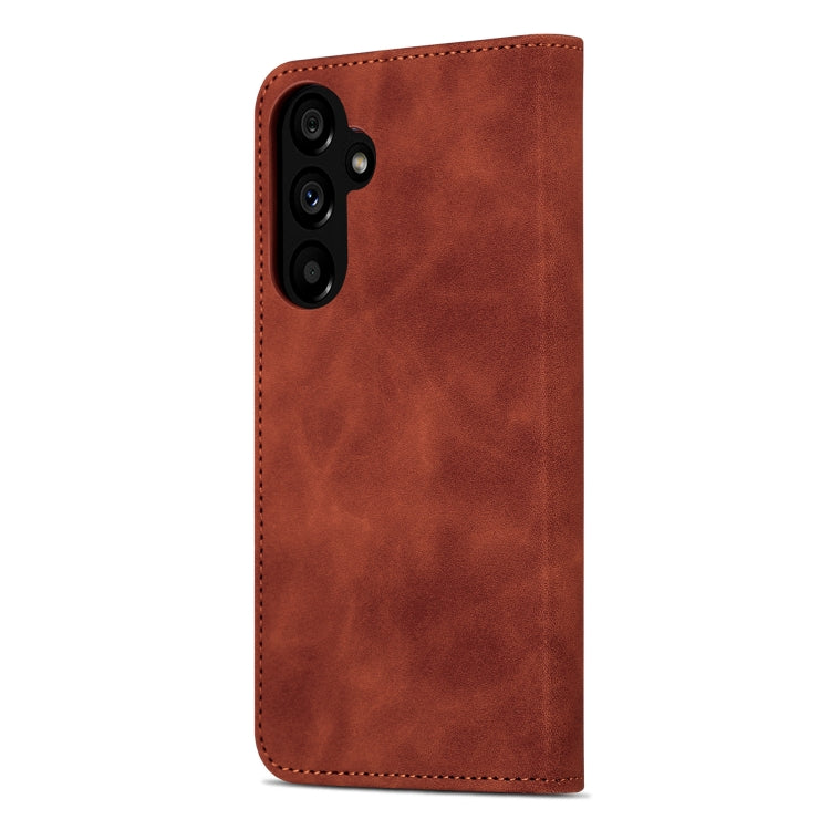 For Samsung Galaxy A55 5G AZNS Skin Feel Calf Texture Flip Leather Phone Case(Brown)