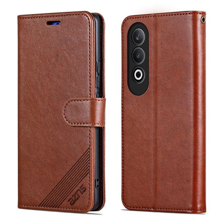 For OnePlus Nord CE4 AZNS Sheepskin Texture Flip Leather Phone Case(Brown)