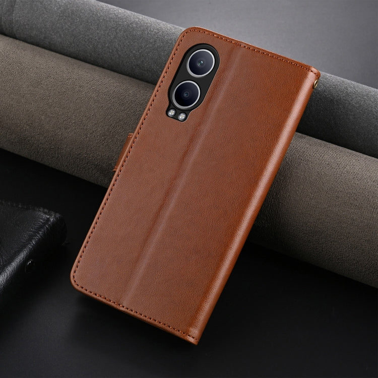 For OnePlus Nord CE4 Lite 5G AZNS Sheepskin Texture Flip Leather Phone Case(Brown)