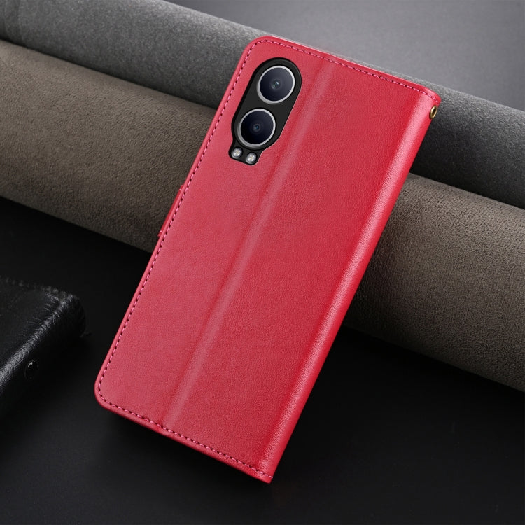 For OnePlus Nord CE4 Lite 5G AZNS Sheepskin Texture Flip Leather Phone Case(Red)