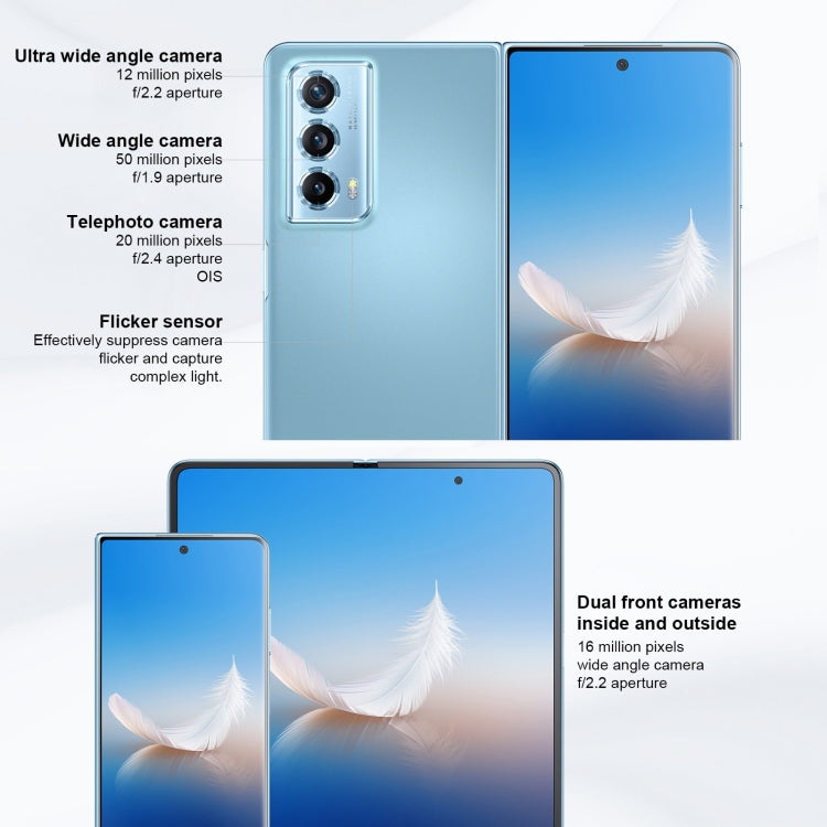 Honor Magic Vs2, 12GB+256GB, Side Fingerprint, 7.92 inch + 6.43 inch MagicOS 7.2 Snapdragon 8+ Gen1 Octa-Core 3.0GHz, OTG, NFC, Not Support Google Play(Blue)