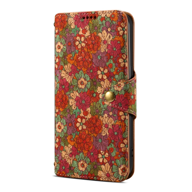 For iPhone 16 Pro Denior Flower Language Series Cork Fabric Oil Edge Leather Phone Case(Summer)