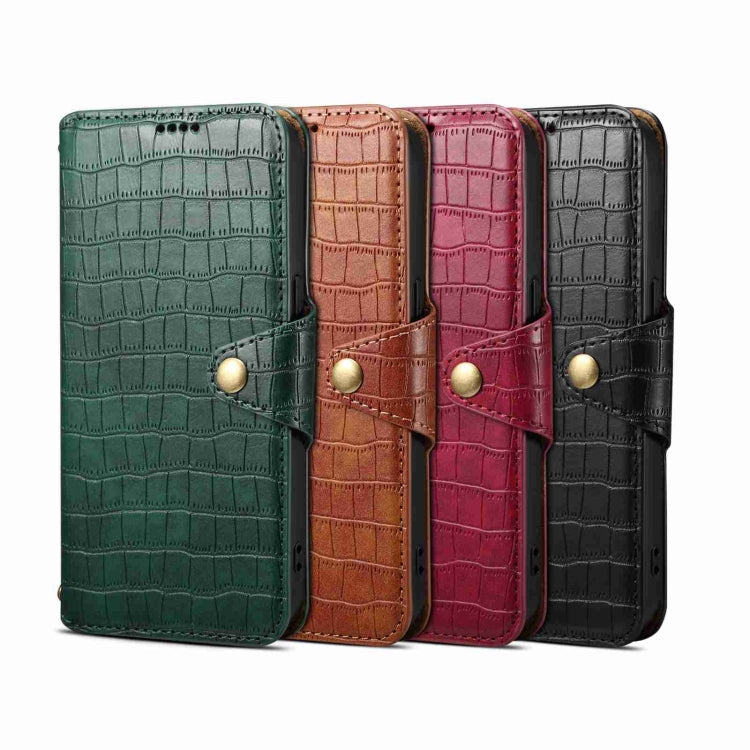 For iPhone 16 Plus Denior Crocodile Texture Oil Edge Leather Phone Case(Black)