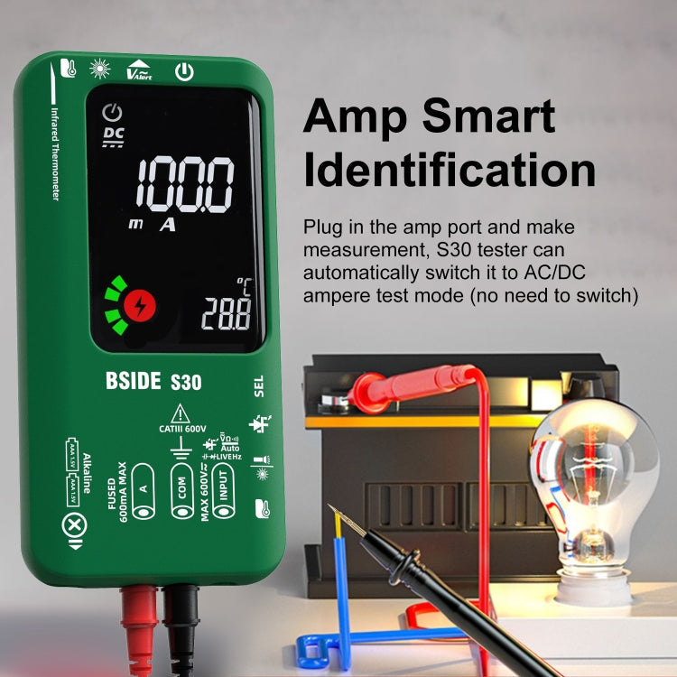 BSIDE S30 Smart Color Screen Infrared Temperature Measurement Multimeter(Red)