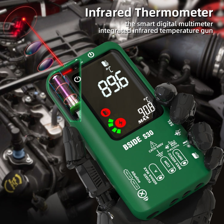 BSIDE S30 Smart Color Screen Infrared Temperature Measurement Multimeter(Red)