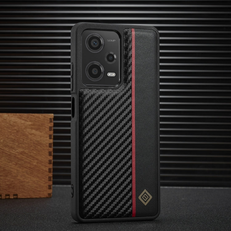 For Xiaomi Redmi Note 13 5G LC.IMEEKE 3 in 1 Carbon Fiber Texture Shockproof Phone Case(Black)