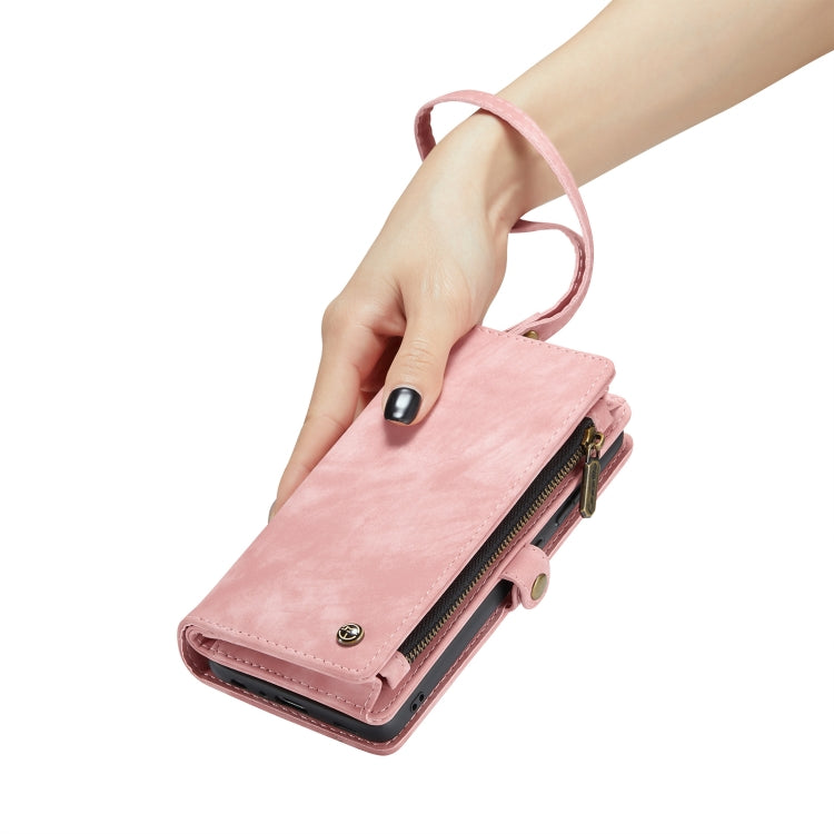 For Samsung Galaxy A25 4G CaseMe 008 Multifunctional Zipper Wallet Leather Phone Case with Lanyard(Pink)