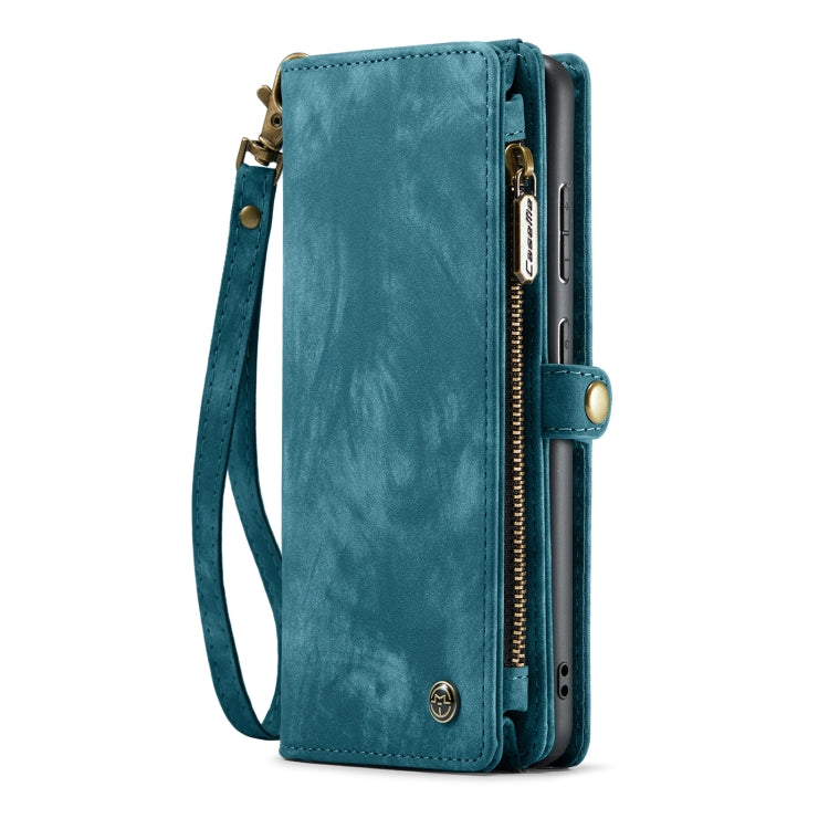 For Samsung Galaxy A35 5G CaseMe 008 Multifunctional Zipper Wallet Leather Phone Case with Lanyard(Blue)
