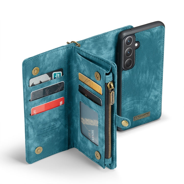 For Samsung Galaxy A35 5G CaseMe 008 Multifunctional Zipper Wallet Leather Phone Case with Lanyard(Blue)