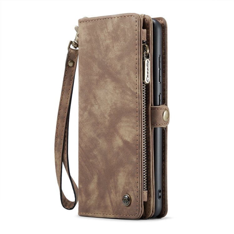 For Samsung Galaxy A55 5G CaseMe 008 Multifunctional Zipper Wallet Leather Phone Case with Lanyard(Brown)