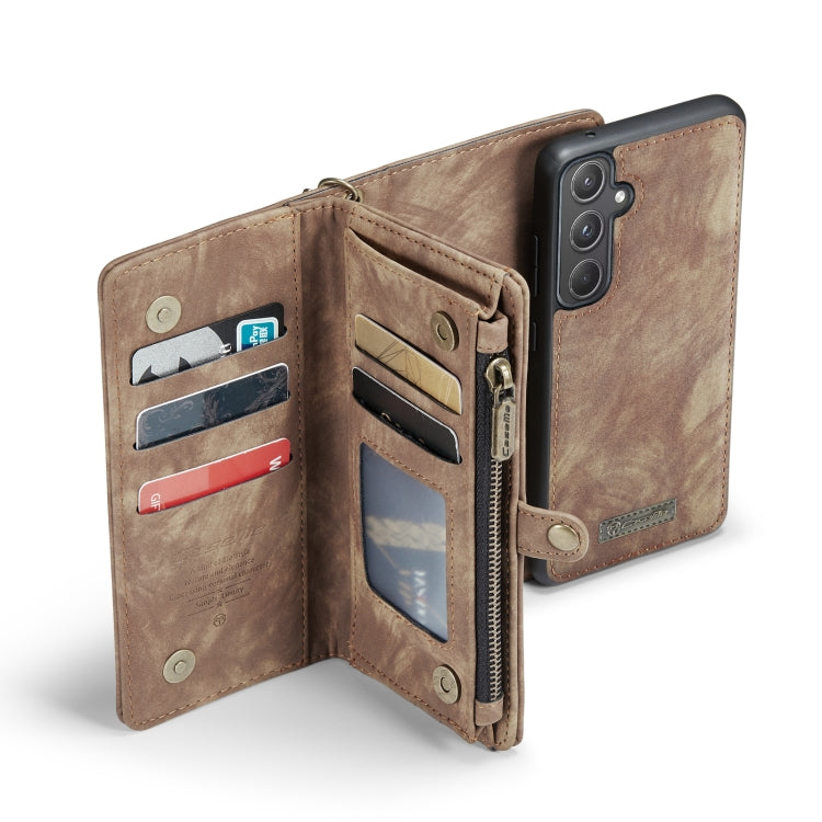 For Samsung Galaxy A55 5G CaseMe 008 Multifunctional Zipper Wallet Leather Phone Case with Lanyard(Brown)