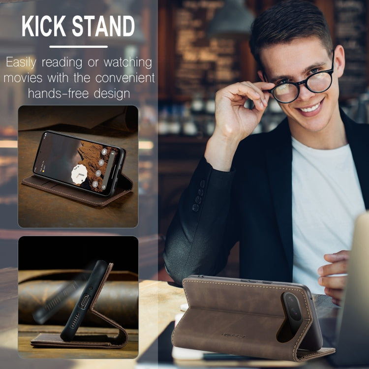For Google Pixel 10 / 10 Pro / 9 CaseMe 013 Multifunctional Horizontal Flip Leather Phone Case(Coffee)