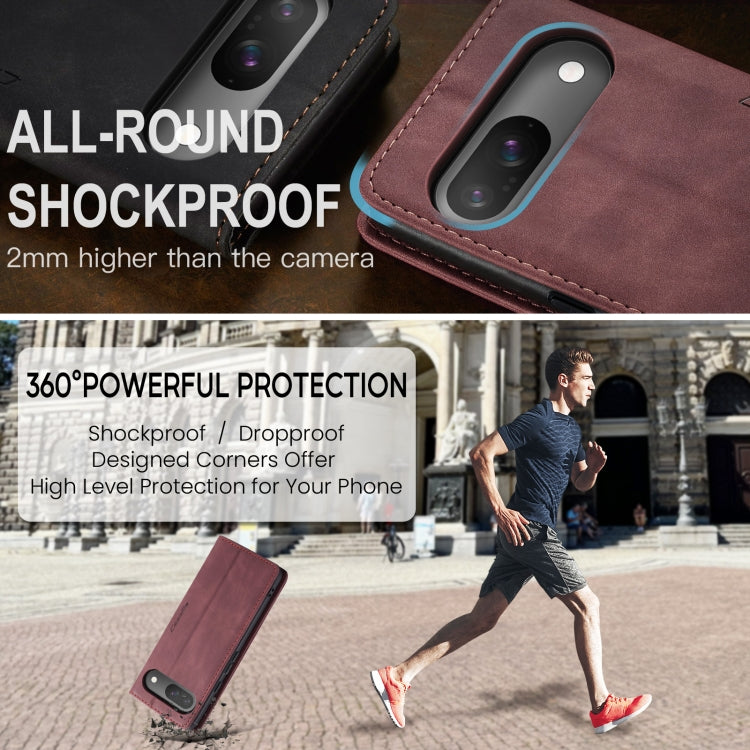 For Google Pixel 10 / 10 Pro / 9 CaseMe 013 Multifunctional Horizontal Flip Leather Phone Case(Wine Red)